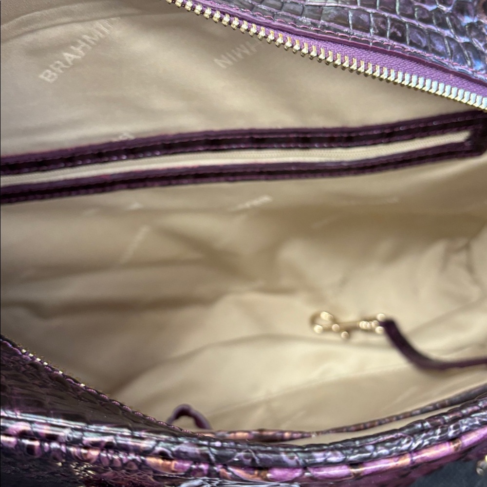 Brahmin Marissa Purple Croc-Embossed Satchel Bag - Women - Picture 5 of 8